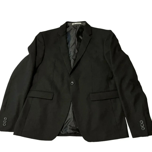 Zara Black Textured Single Button Sport Coat Blazer Jacket, 42 - Picture 5 of 12
